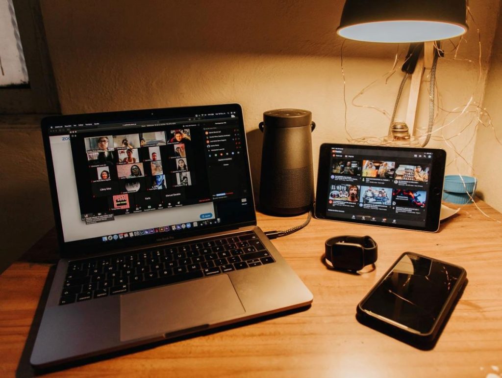 laptop showing a zoom meeting