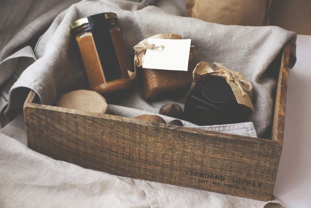 photo of a basket of scented candles