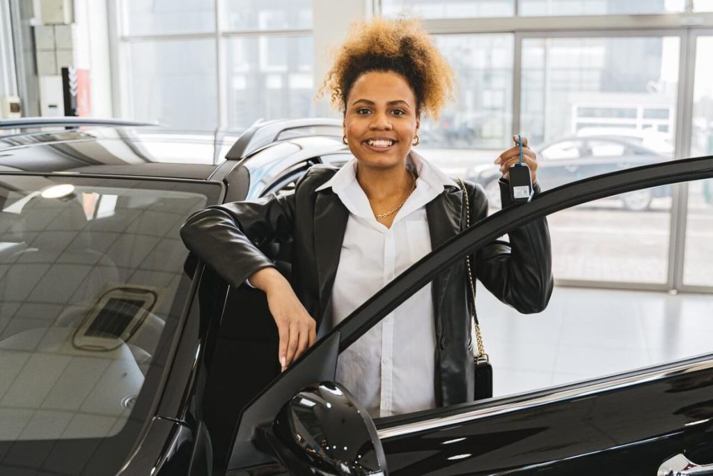 photo of a car saleswoman