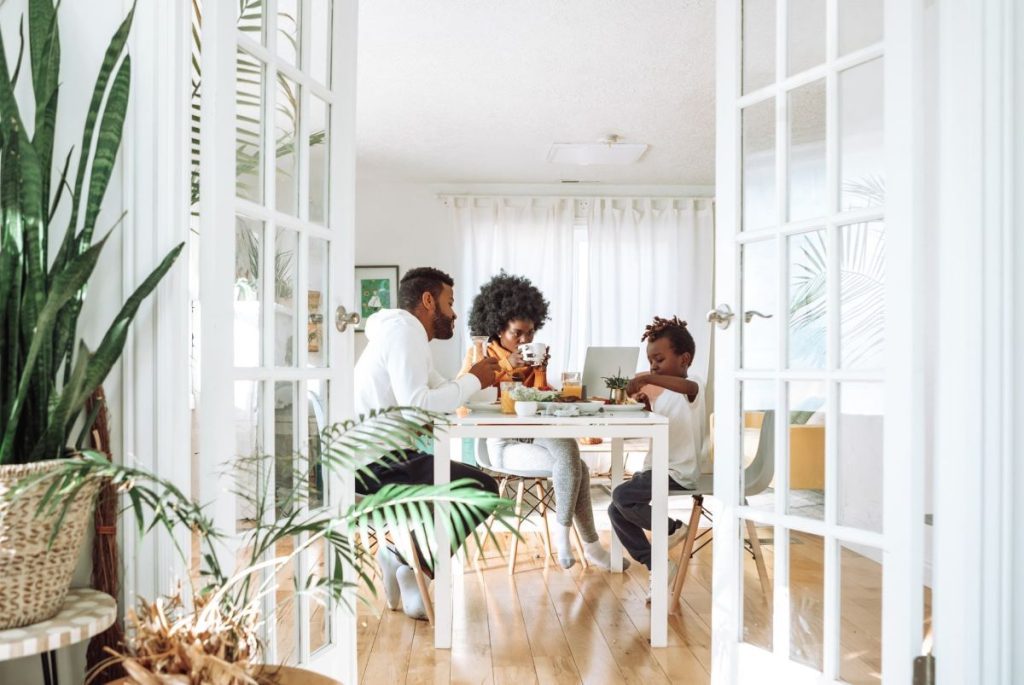 photo of a family having a meal together