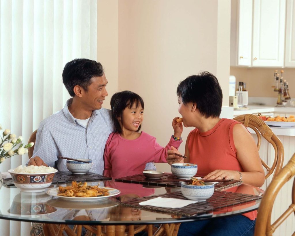 photo of a family having breakfast