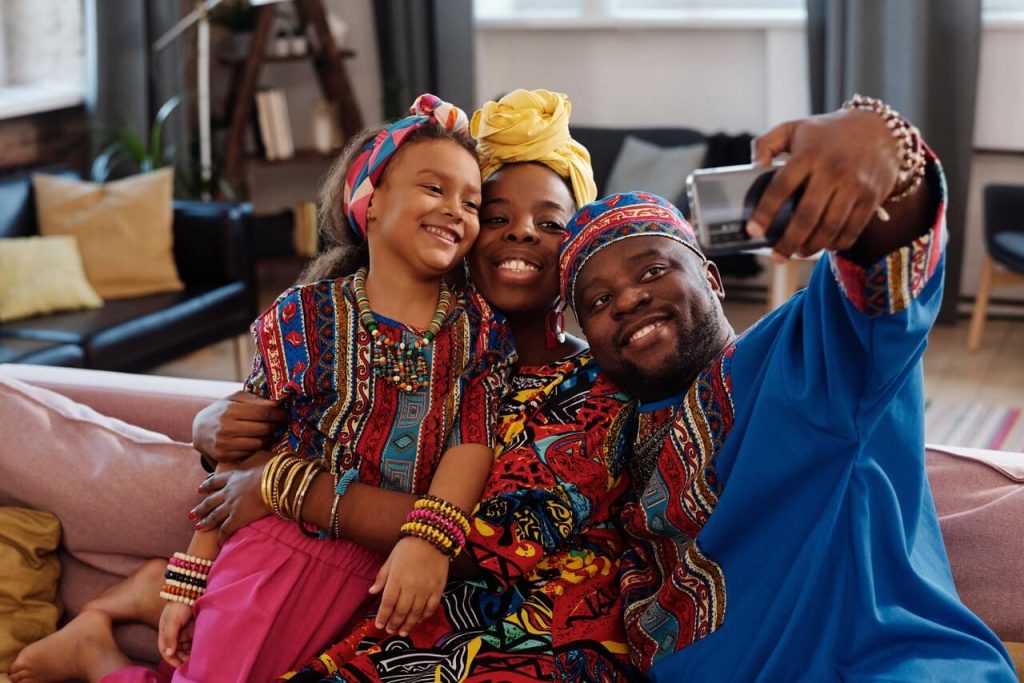 photo of a family taking a groufie