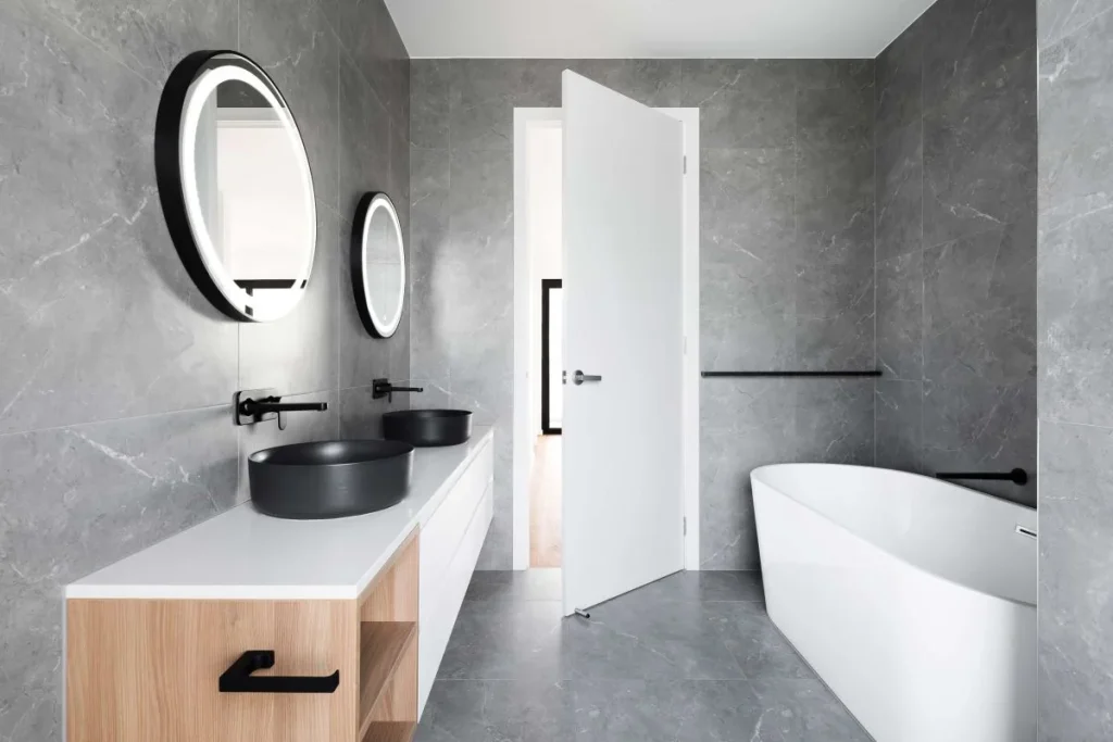 photo of a gray bathroom