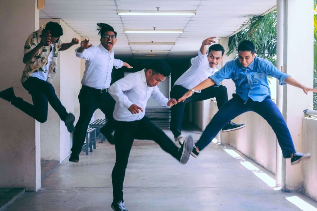 photo of a group of students in a jump shot