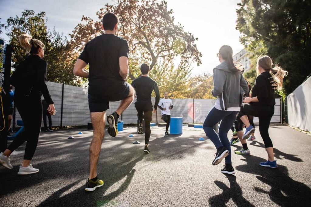 photo of a group workout outside