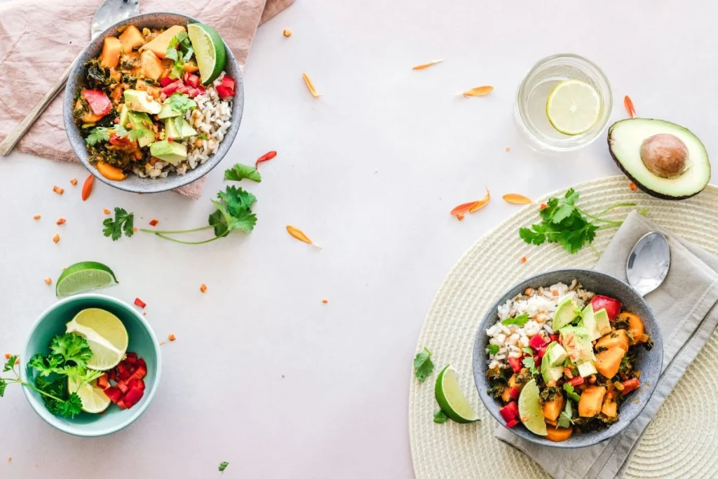 photo of a healthy rice salad meal