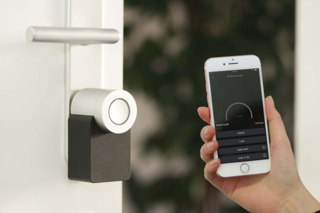 photo of a smart lock accessed by phone