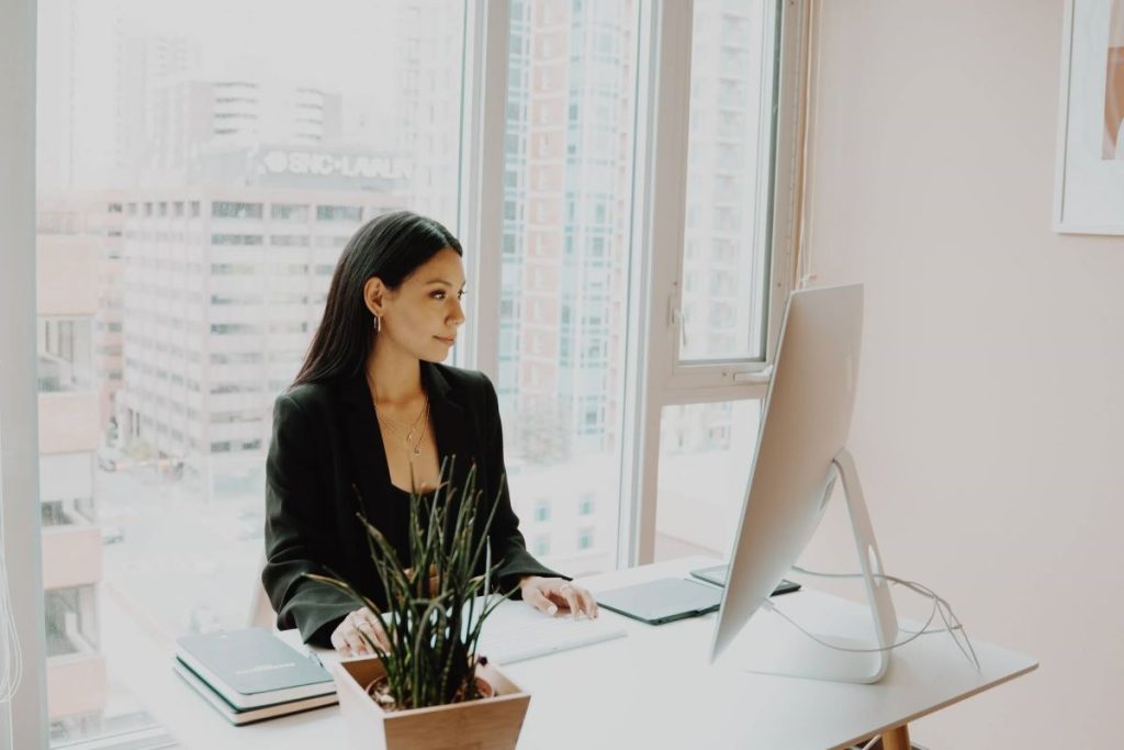 photo of a woman in an office