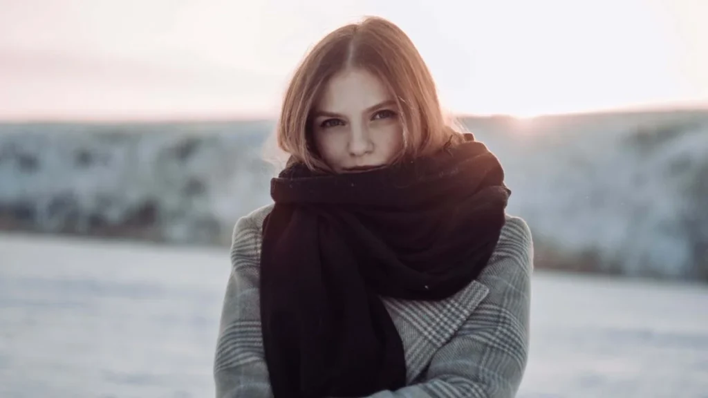 photo of a woman wearing a scarf