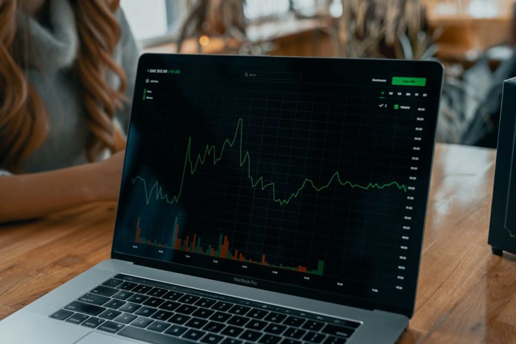 photo of the stockmarket on a laptop screen