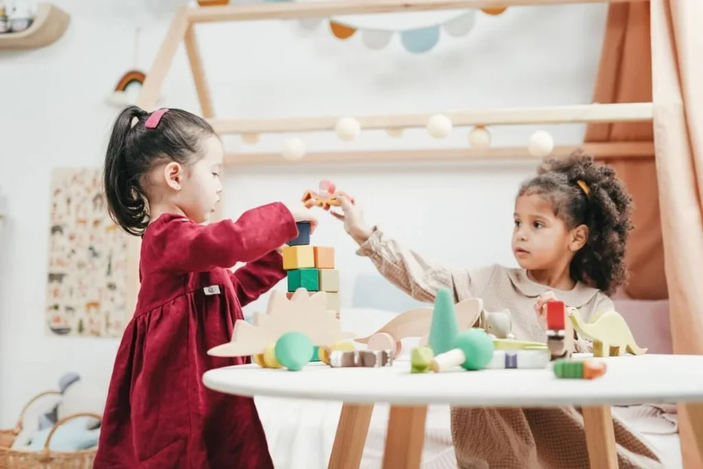 photo of two little girls playing