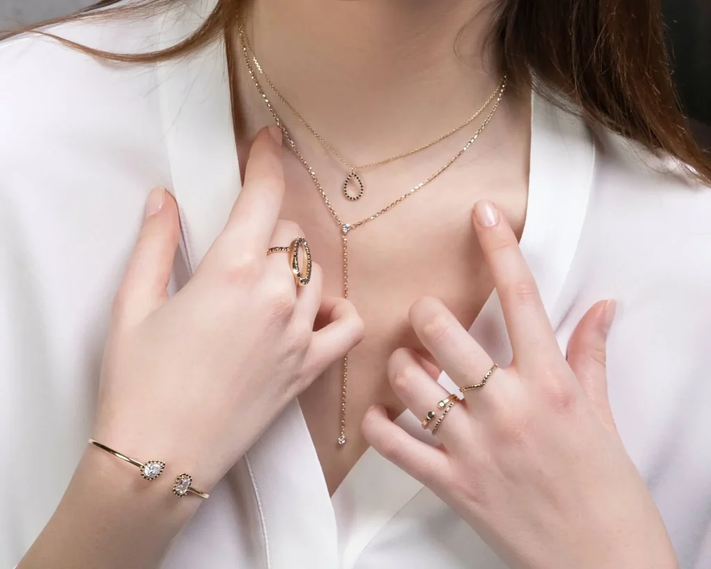 A woman wearing a luxurious necklace A-woman-wearing-a-luxurious-necklace