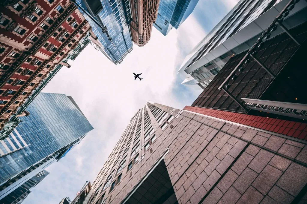 Airplane and buildings Airplane-and-buildings
