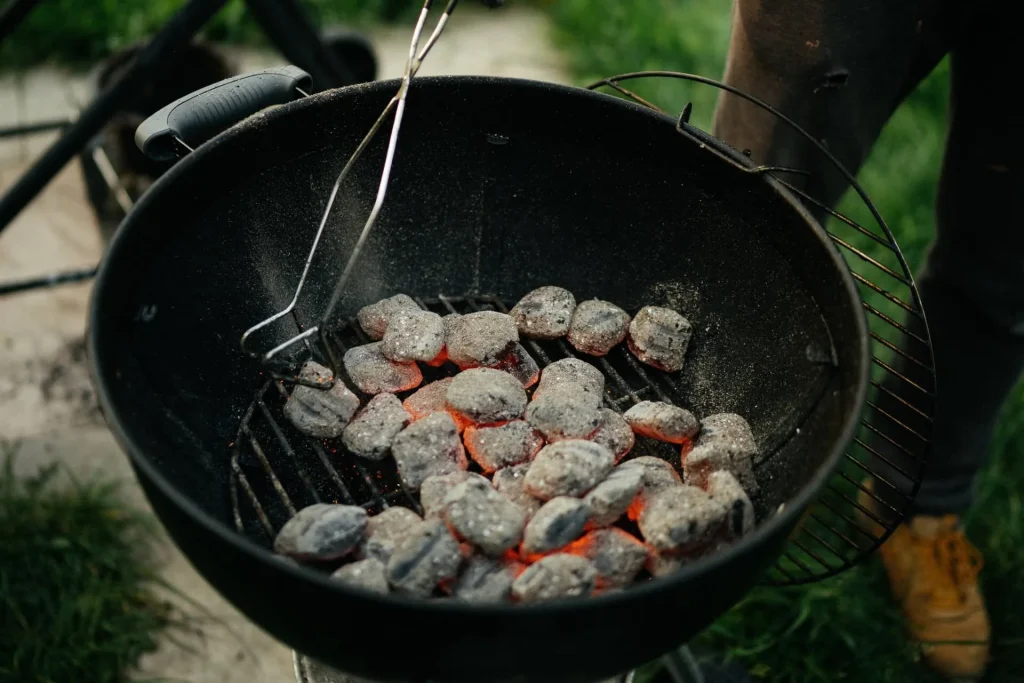 Charcoal in a grill Charcoal-in-a-grill