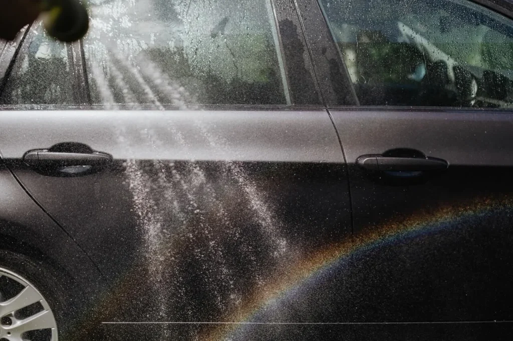 Spraying-water-on-vehicle