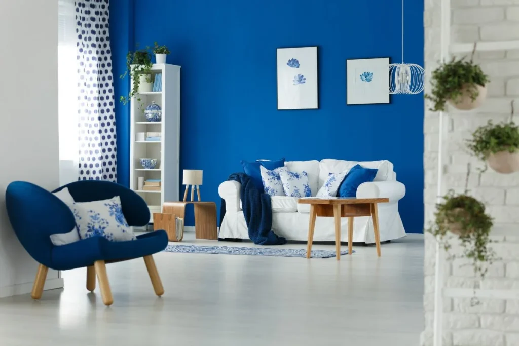 blue living room design