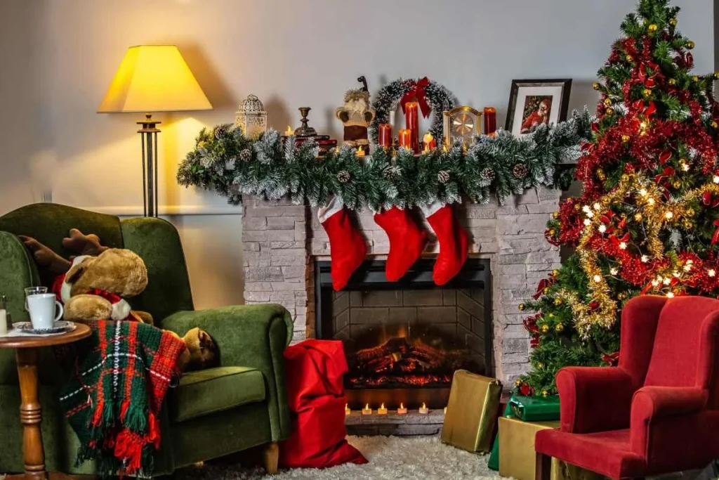 photo of a christmas ready living room