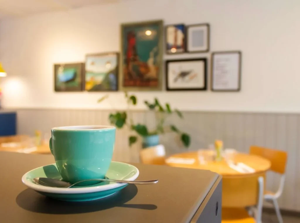 photo of a cup of coffee on a counter