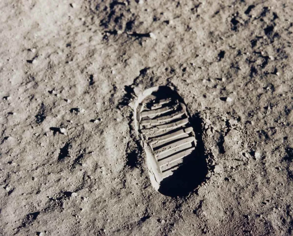 photo of a footprint on the moon
