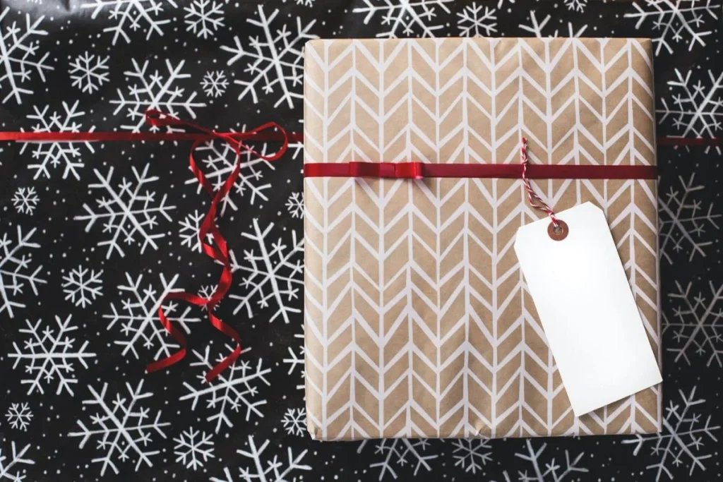 photo of a gift getting wrapped