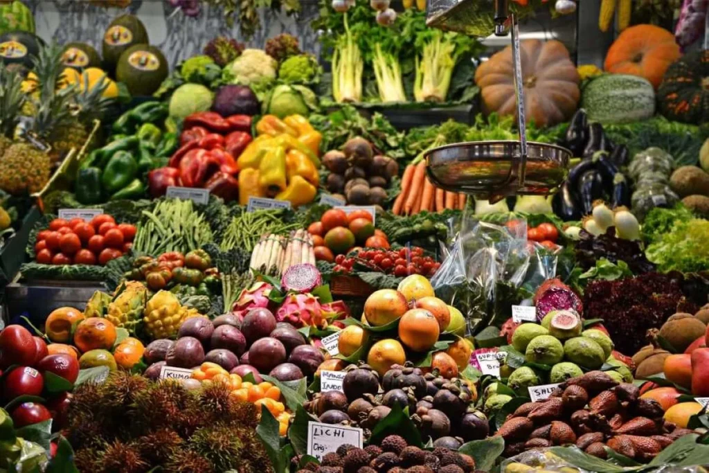 photo of a market selling vegetables