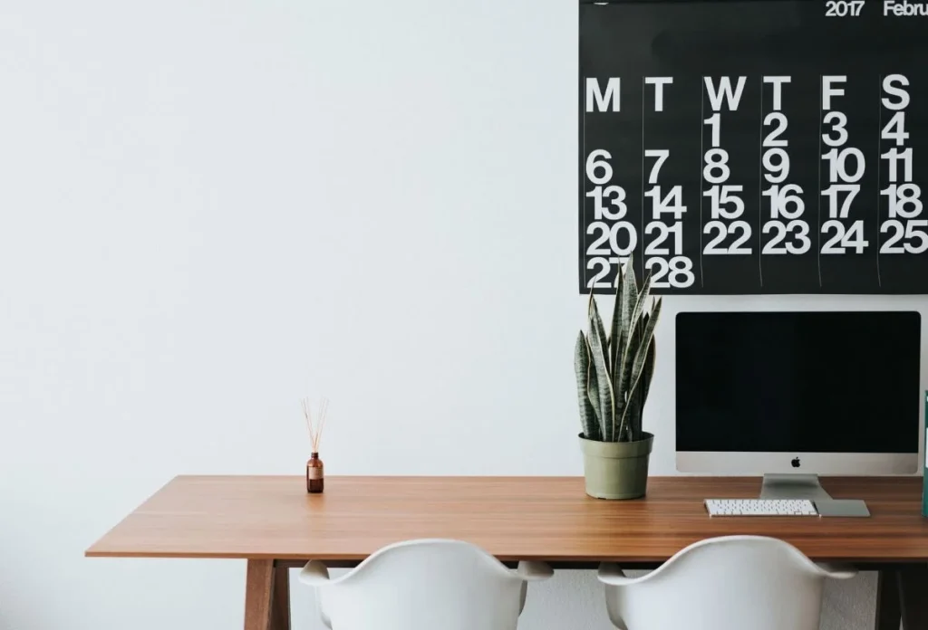 photo of a minimalist and organized work desk