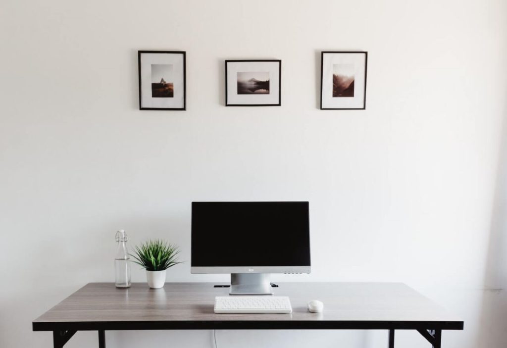 photo of a minimalist work desk