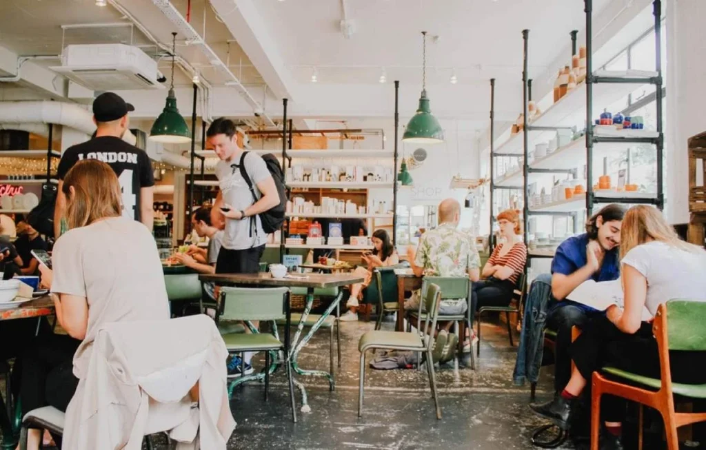 photo of a packed coffee shop