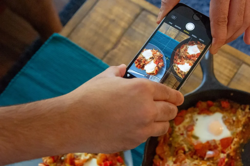 photo of a phone used for food photogrpahy