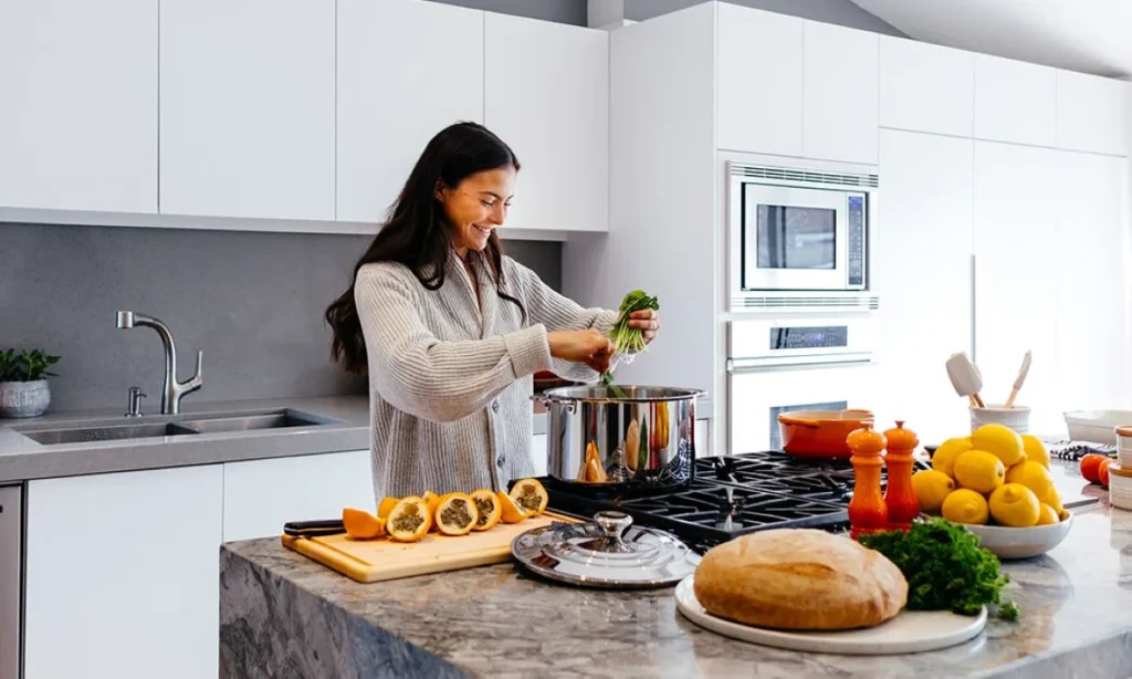 photo of a woman cooking