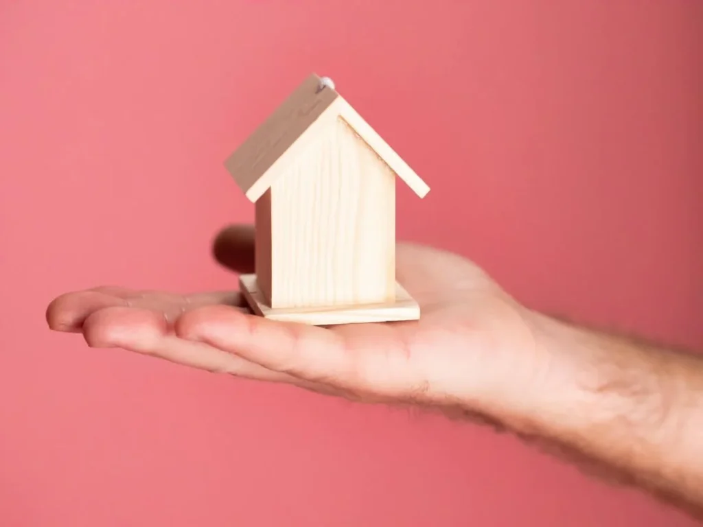 photo of a wooden house on a palm