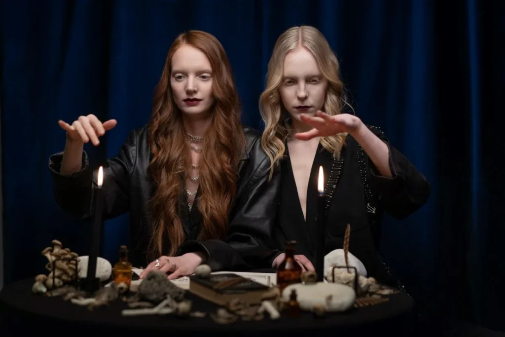 photo of two women as witches