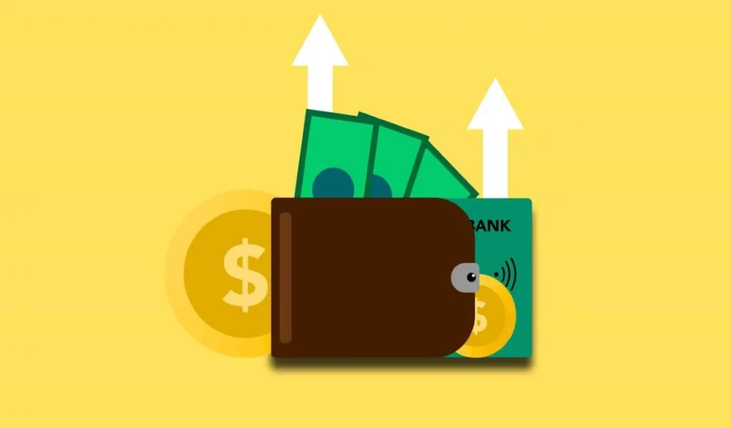 vector image of a wallet and money