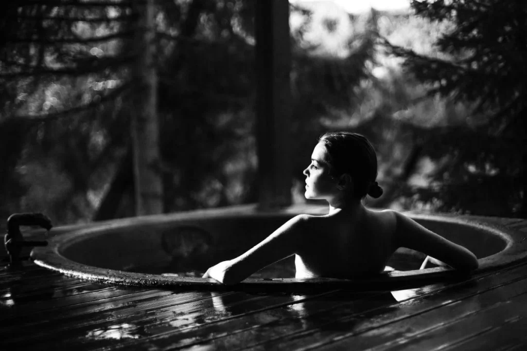 woman in a hot tub outside woman-in-a-hot-tub-outside