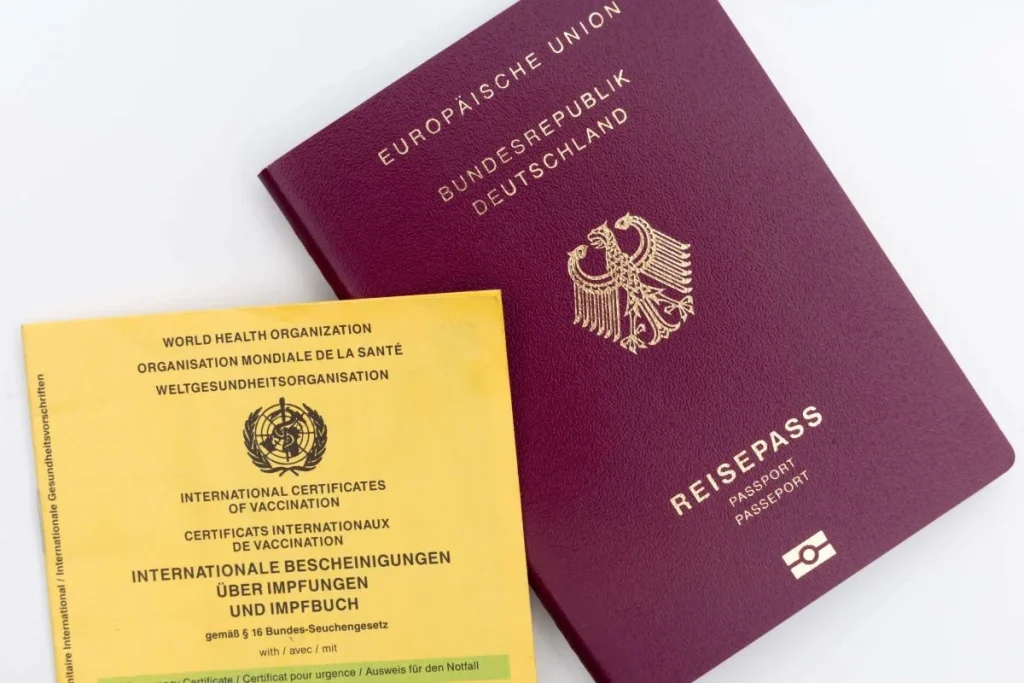yellow covid 19 vaccine card and passport