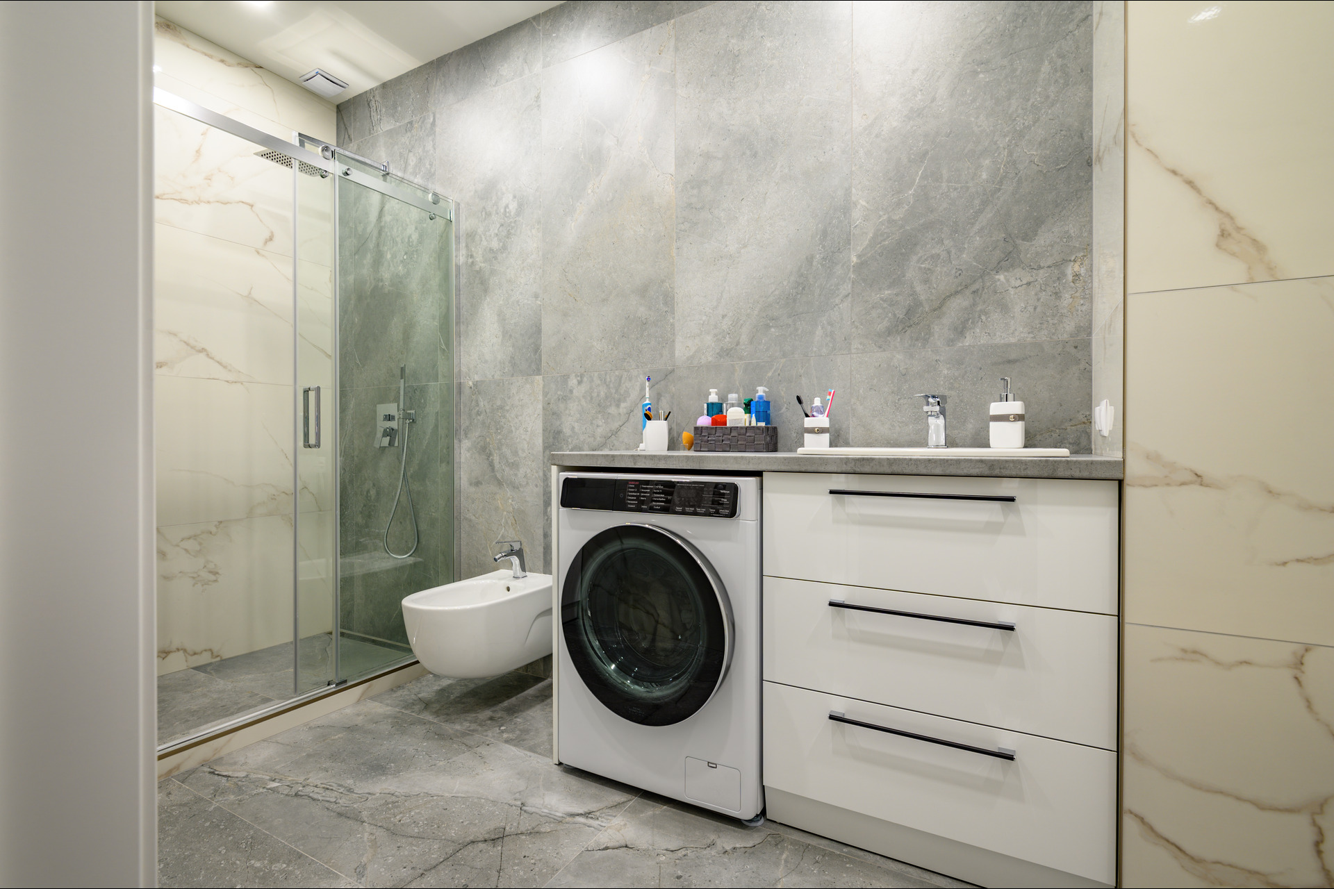 bathroom with laundry